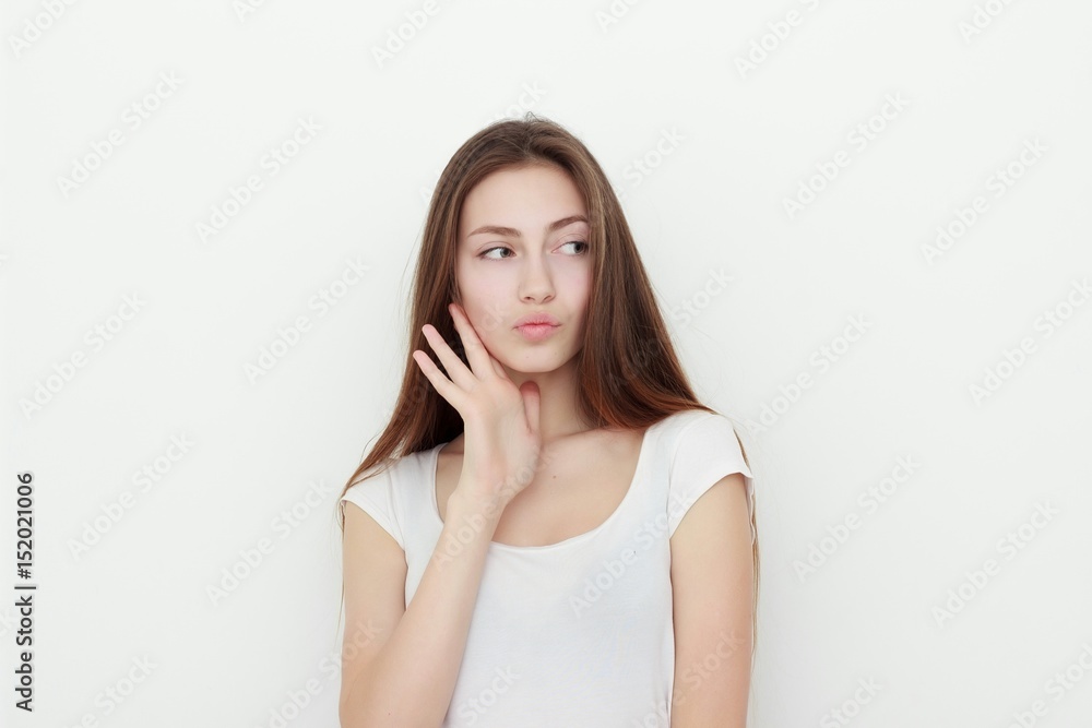 portrait of attractive caucasian smiling young woman portrait of attractive caucasian smiling young woman
