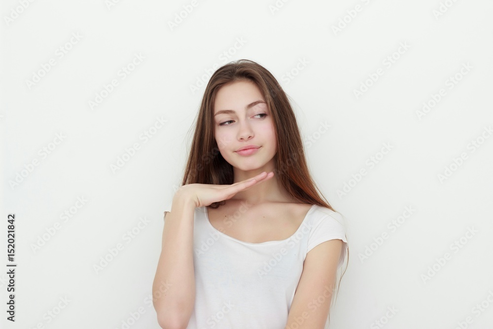 portrait of attractive caucasian smiling young woman portrait of attractive caucasian smiling young woman