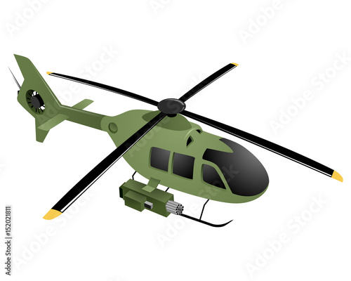 Green military helicopter