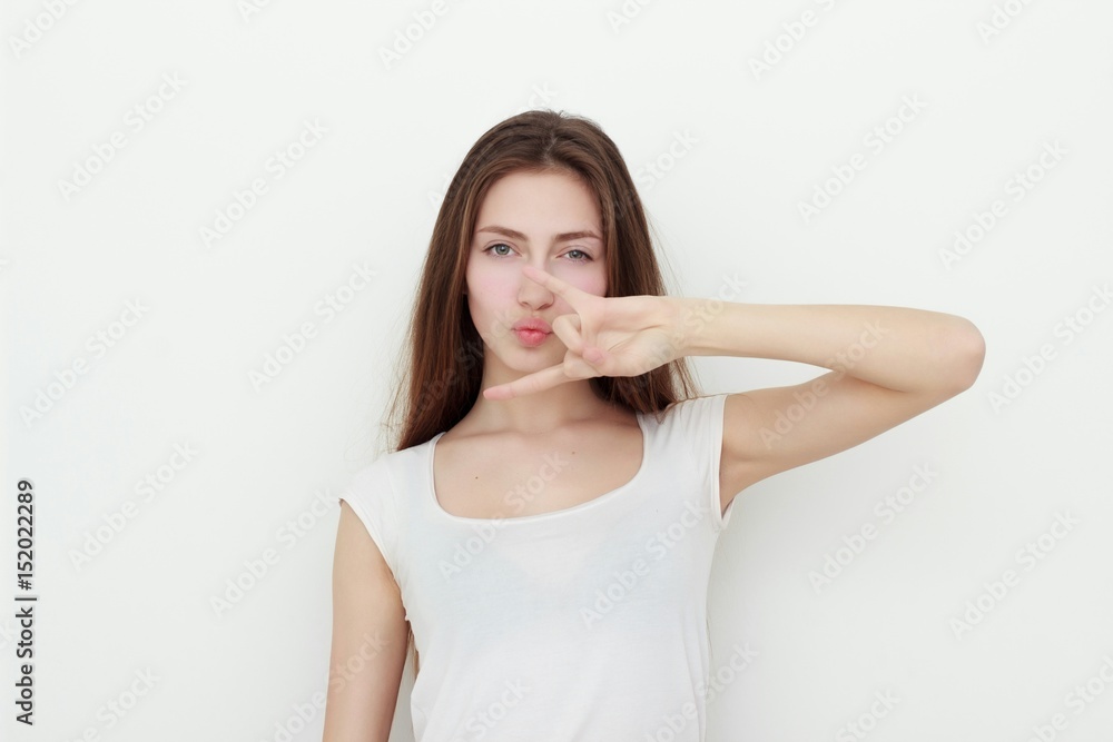 portrait of attractive caucasian smiling young woman portrait of attractive caucasian smiling young woman