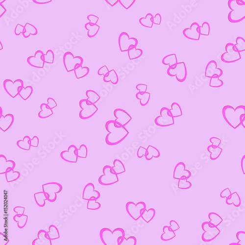 Couple of Hearts Random Seamless Pattern on Pink Background