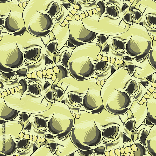 Old Retro Human Skull Seamless Random Pattern