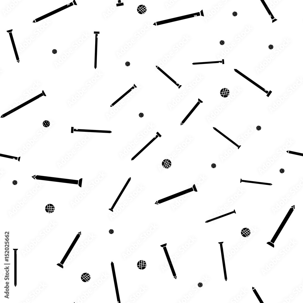 Different Nails Black Silhouettes Seamless Random Pattern Isolated on White Background Different Nails Black Silhouettes Seamless Random Pattern Isolated on White Background