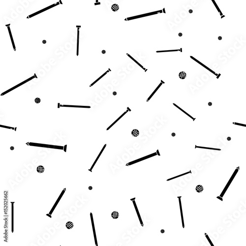 Different Nails Black Silhouettes Seamless Random Pattern Isolated on White Background
