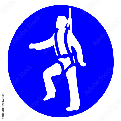Industrial climber vector in a blue circle