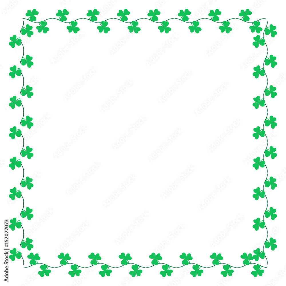 Shamrock border decoration for Saint Patrick’s Day. Clover leaf on vine vector illustration. Shamrock border decoration for Saint Patrick’s Day. Clover leaf on vine vector illustration.