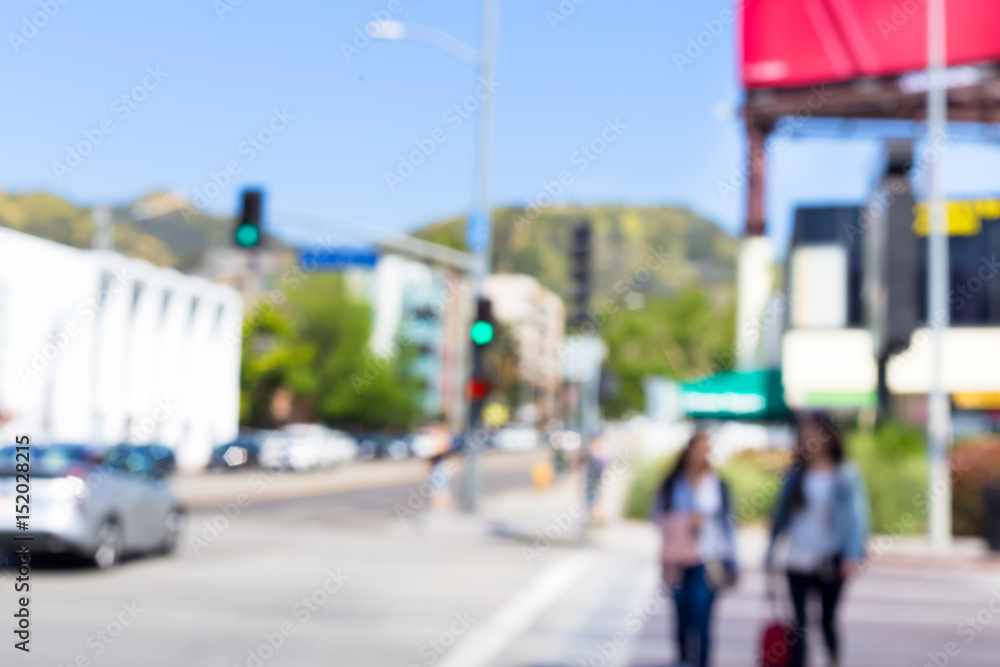 Fototapeta premium Defocused. Hollywood Boulevard in the city of Los Angeles