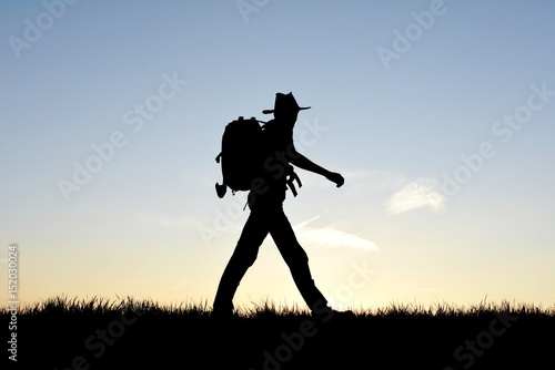 Hiker in silhouette