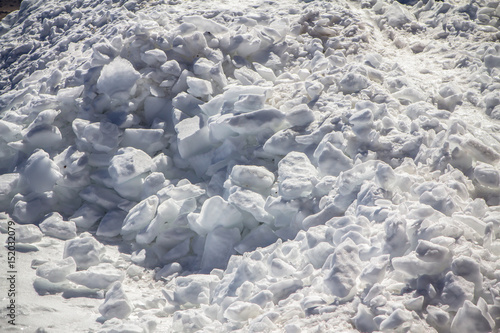 Ice blocks at frozen lake in winter