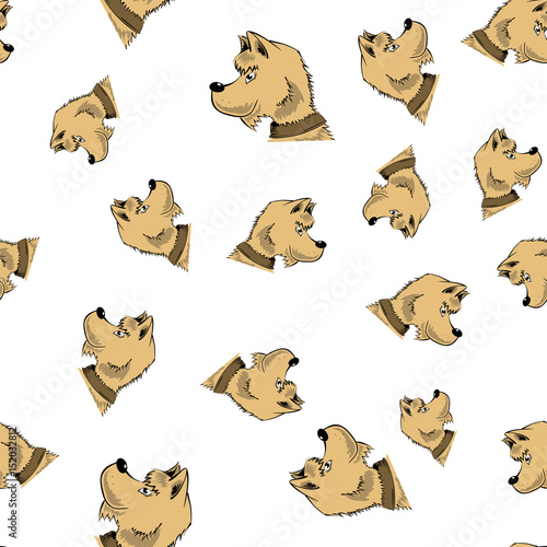 Head of Dog Seamless Pattern Isolated on White Background