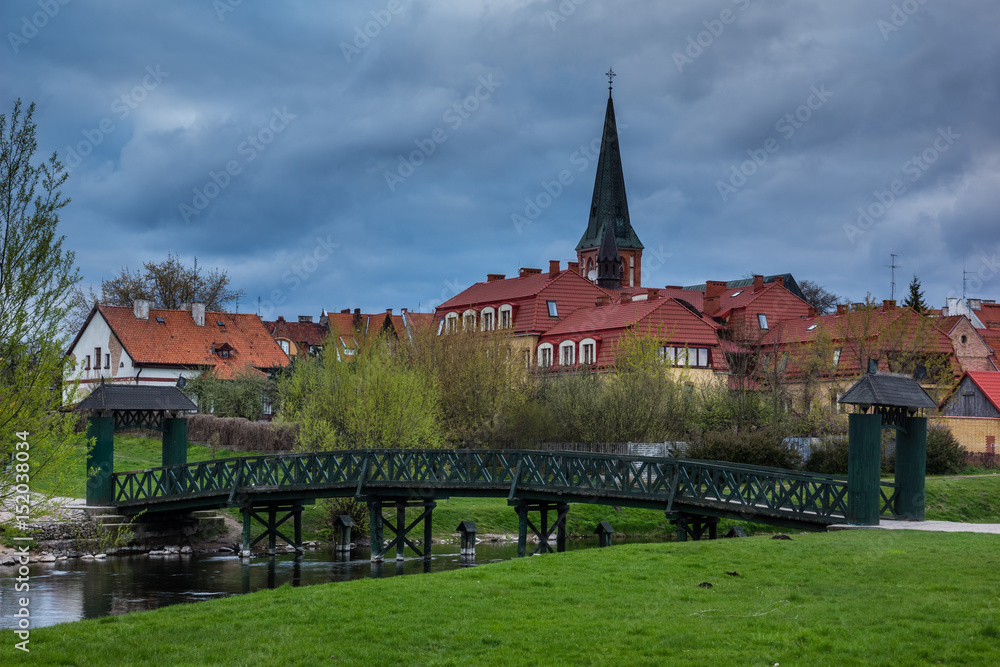 Fototapeta premium Panorama of the Elk city, Masuria, Poland