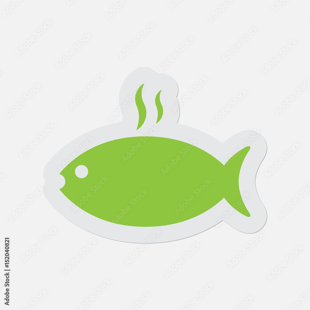 simple green icon - grilling fish with smoke simple green icon - grilling fish with smoke
