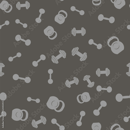 Metallic Dumbell Seamless Background. Sport Fitness Pattern