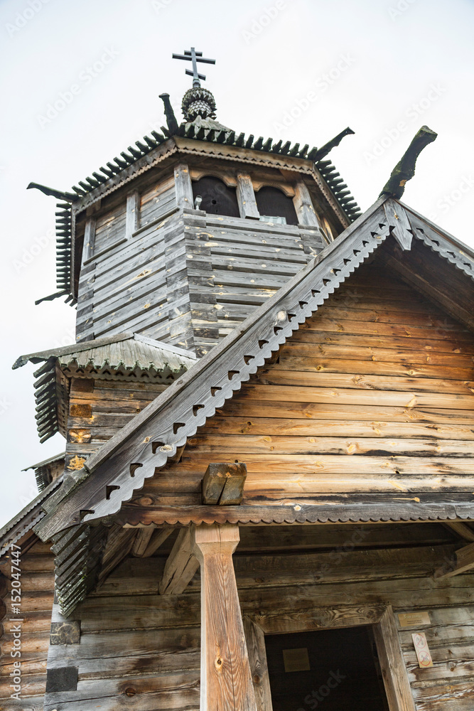 SUZDAL, RUSSIA - APRIL 28, 2017: Open air museum. Historic masterpiece of wooden architecture SUZDAL, RUSSIA - APRIL 28, 2017: Open air museum. Historic masterpiece of wooden architecture
