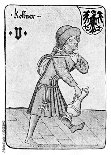 Medieval German playing card the innkeeper