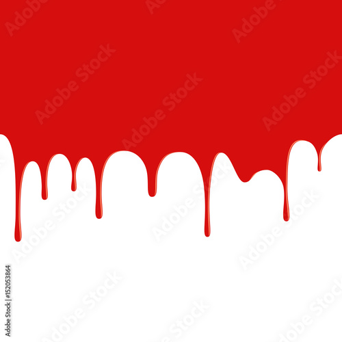 Abstract blob. Red paint dripping on white background