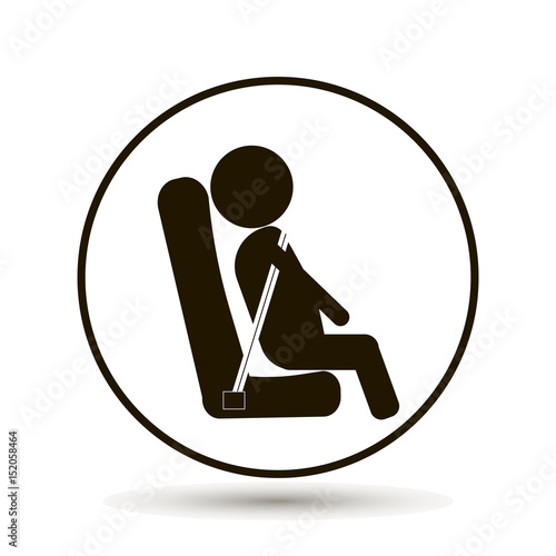 A passenger is traveling by bus, car. Fastened with seat belt
