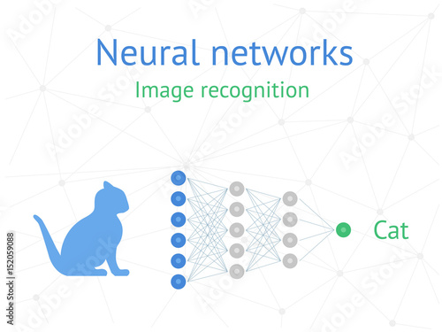 Neural networks, deep learning. Image recognition. Vector illustration.