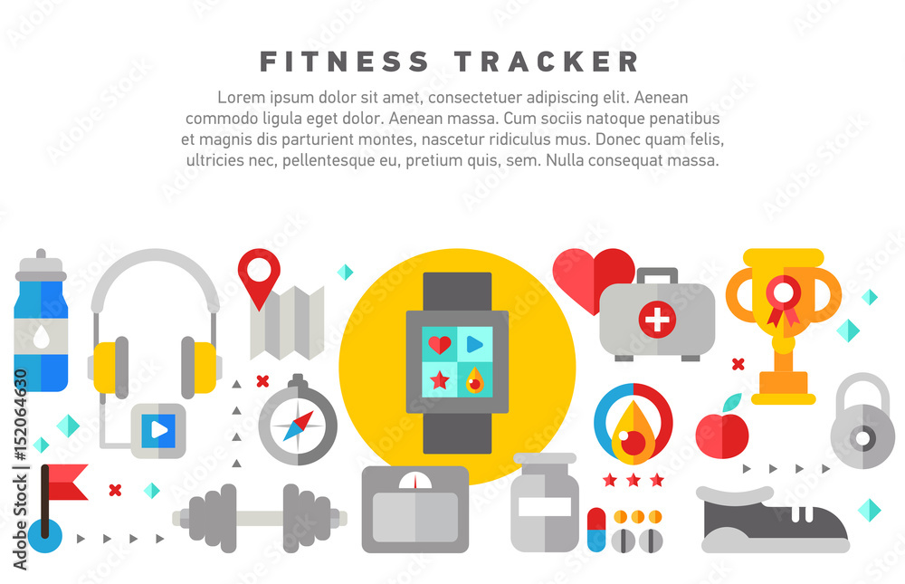 Fitness tracker doodle design concept