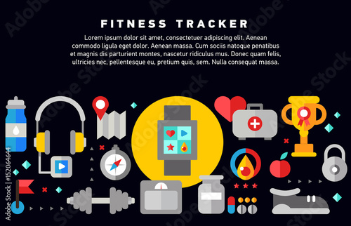 Fitness tracker doodle design concept