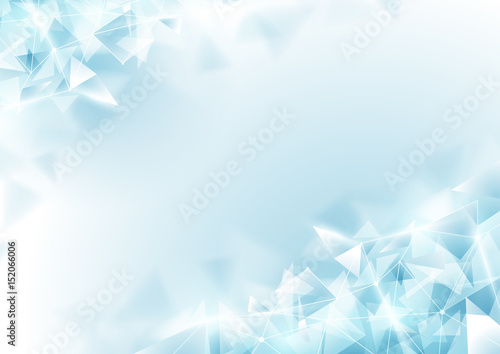 Abstract soft blue polygon and molecular background