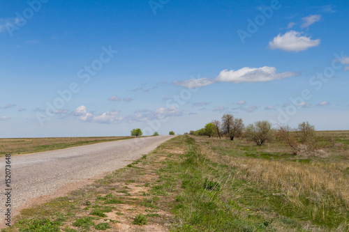 Road passing in the steppe