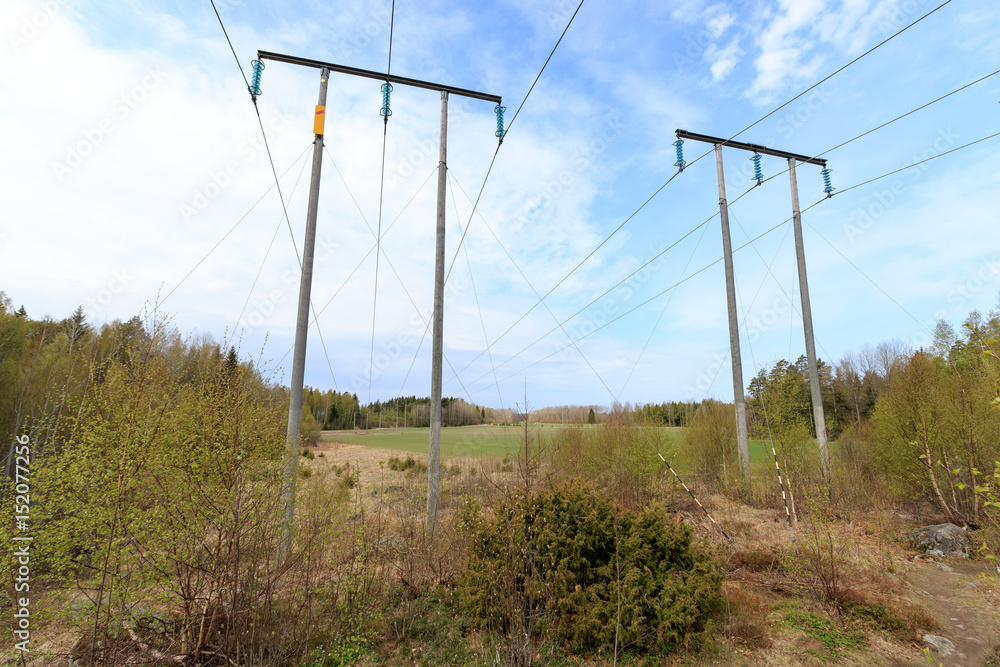 View on the field over power line