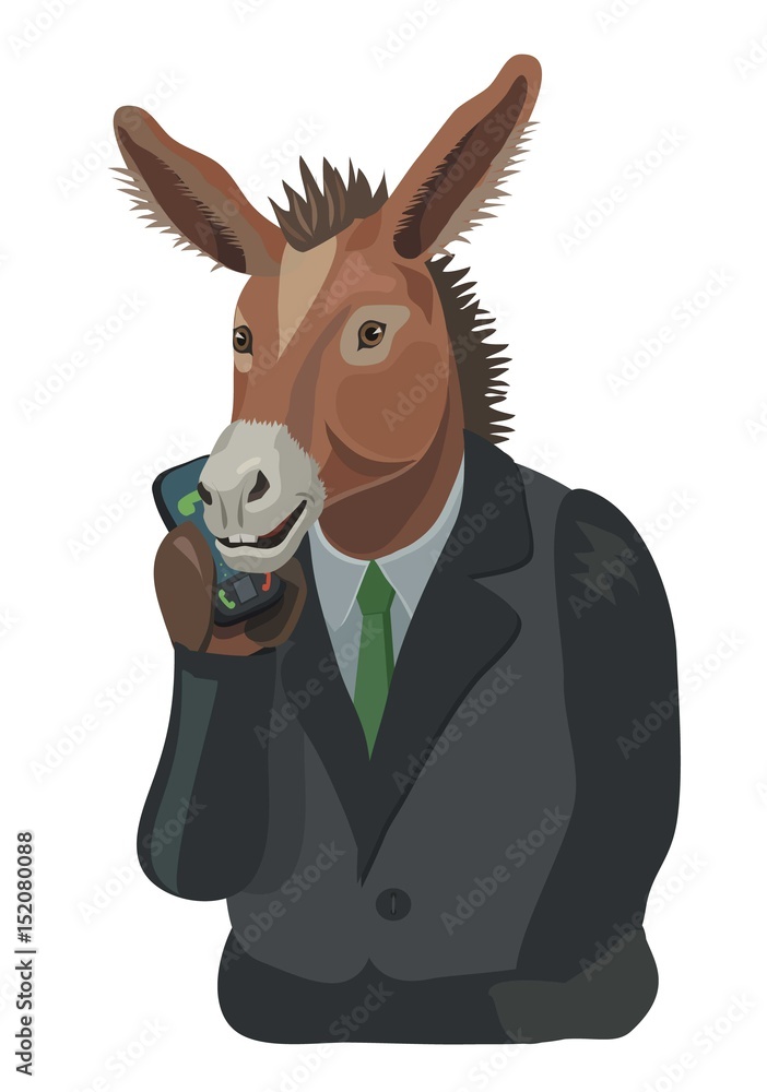 Vettoriale Stock Donkey talking on the mobile phone/ Donkey talking on the  mobile phone, to make a screensaver on your phone who is calling you, laugh  your secret | Adobe Stock