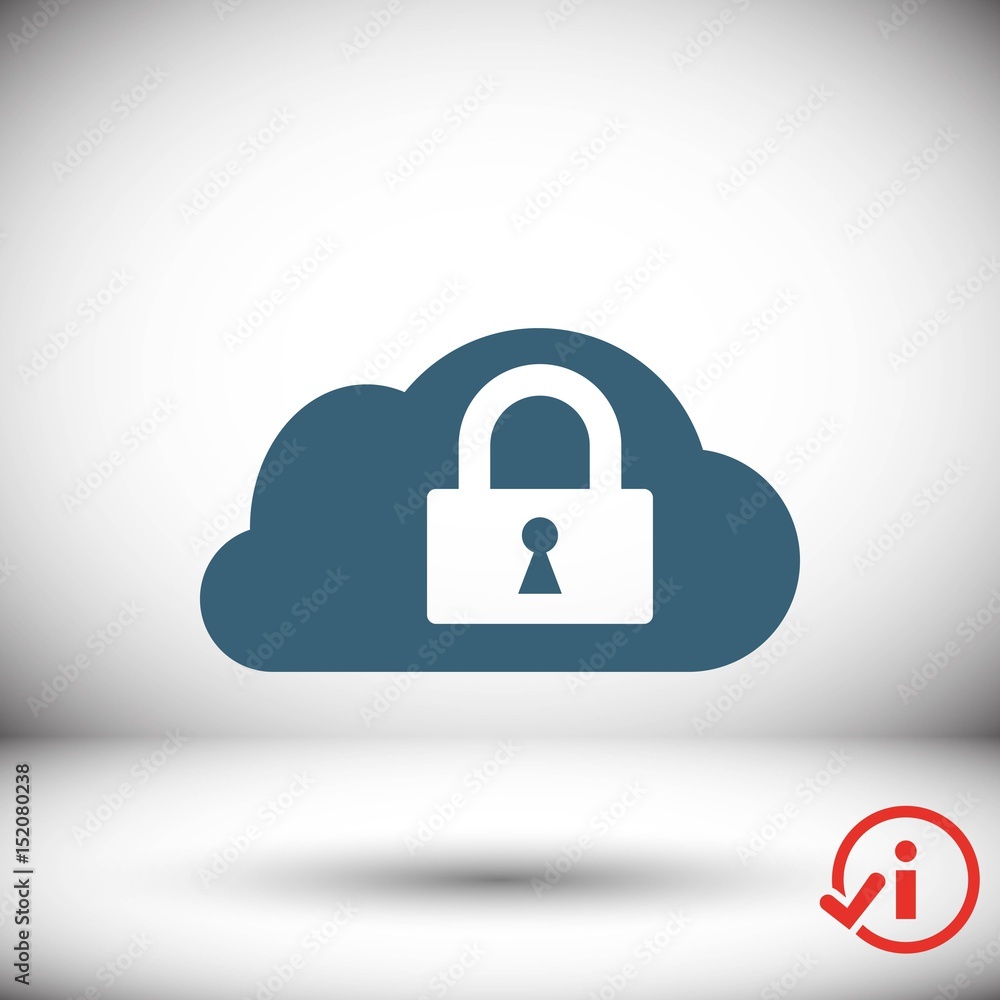 lock cloud icon stock vector illustration flat design lock cloud icon stock vector illustration flat design