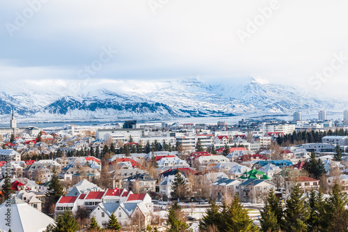 Beautiful view of  Reykjavik winter in Iceland winter season