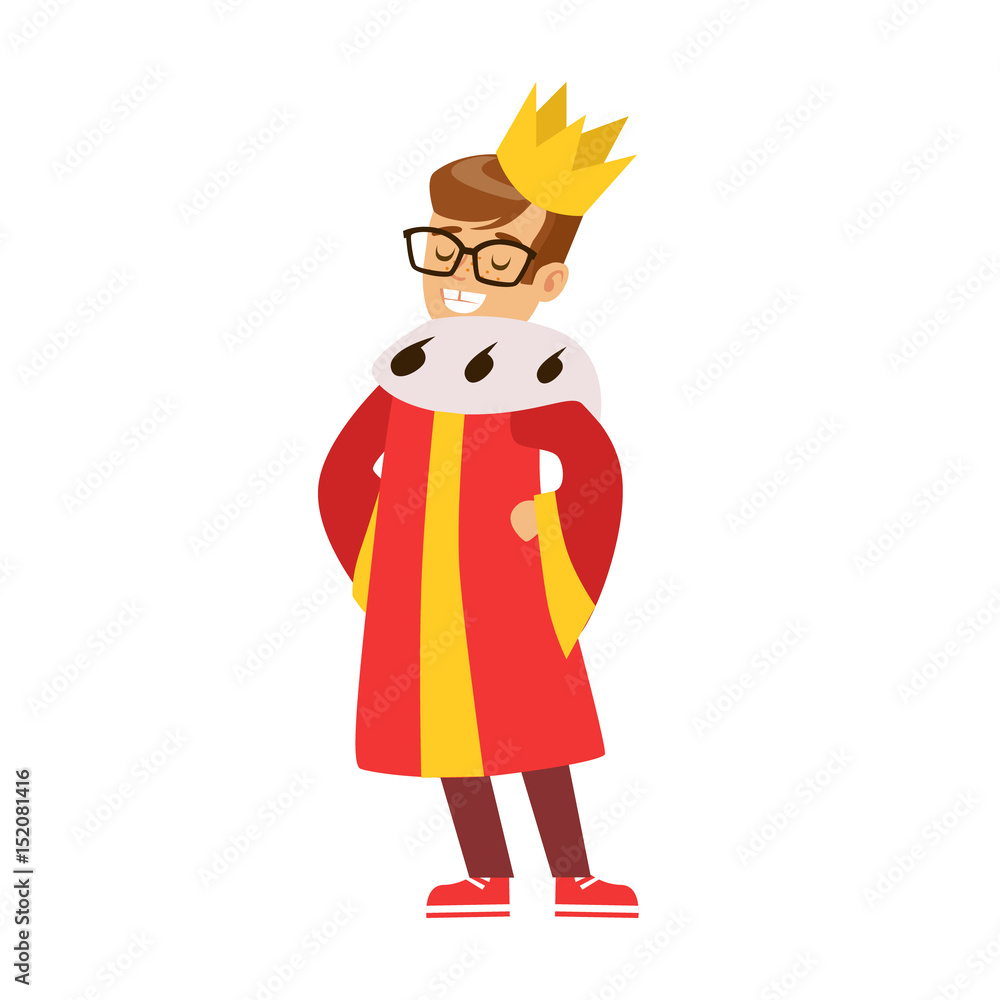 Cute little boy dressed as a king. Colorful cartoon character vector Illustration