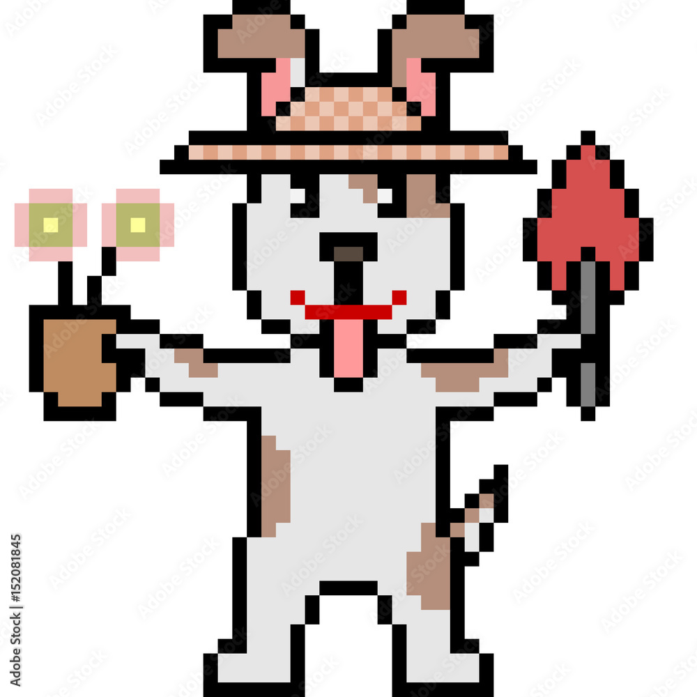 Fototapeta premium vector pixel art gardener