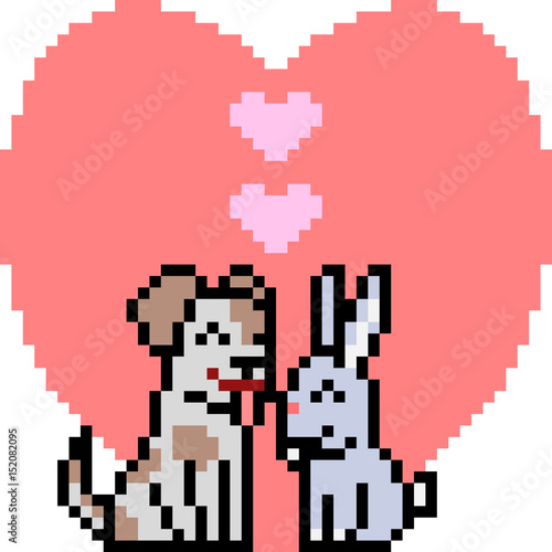 vector pixel art couple pet © Non248