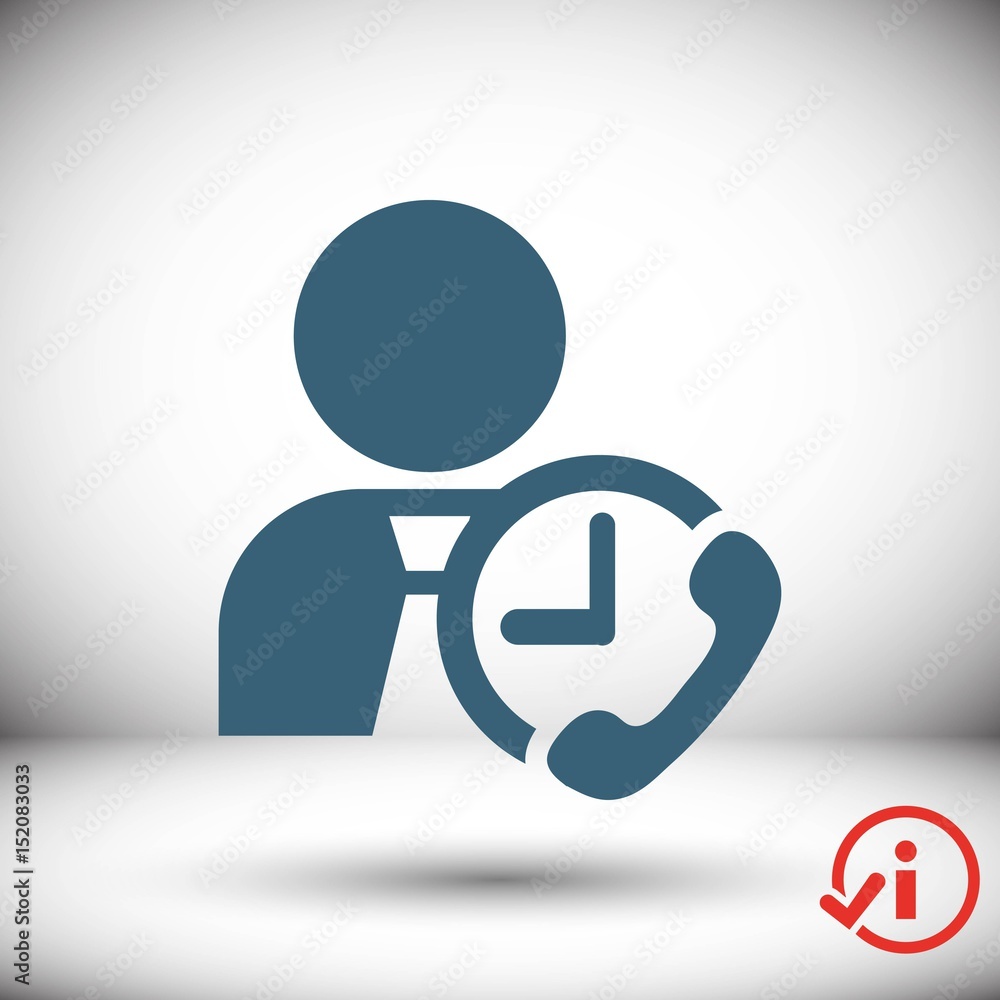 man clock phone icon stock vector illustration flat design man clock phone icon stock vector illustration flat design