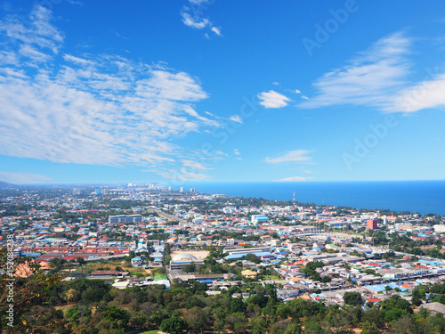 Landscape view of Huahin city the seaside small city in Thailand nearby Bangkok