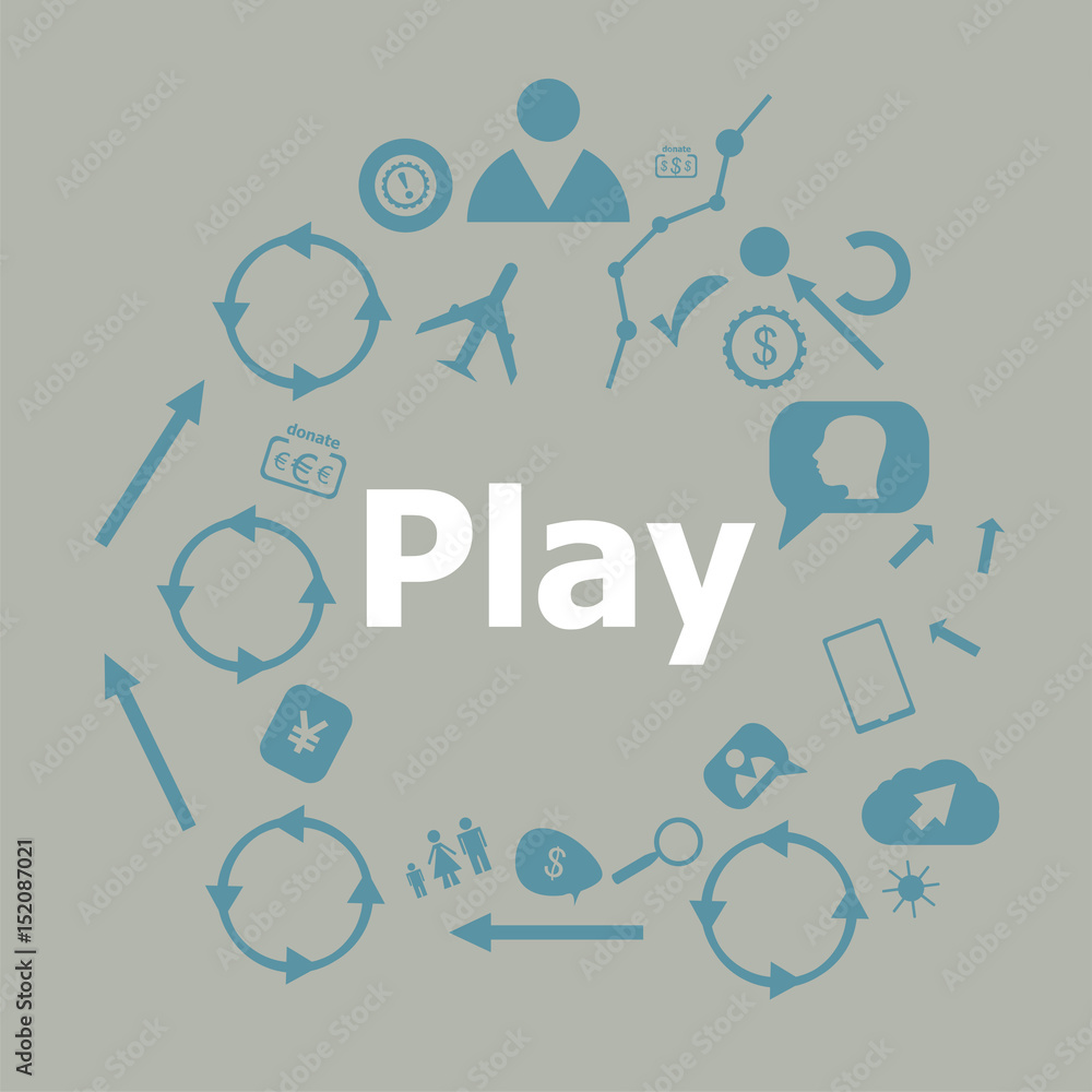Text Play. Business concept . Universal and standard icons for web and app Text Play. Business concept . Universal and standard icons for web and app