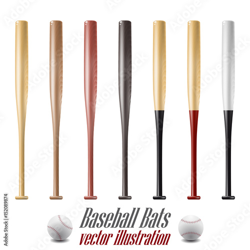 Baseball and baseball bats set isolated on white background. Vector Illustration