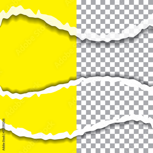 Ragged edges of the paper on a transparent background. Template for design.
