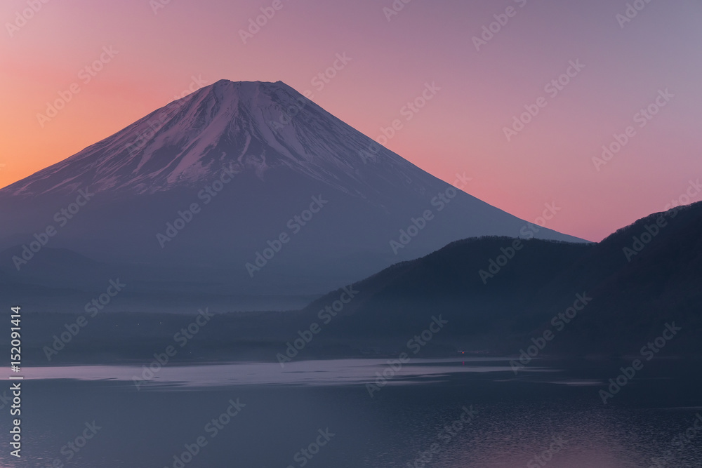 Mt. Fuji view from Motosuko lake, Yamanashi, Japan.