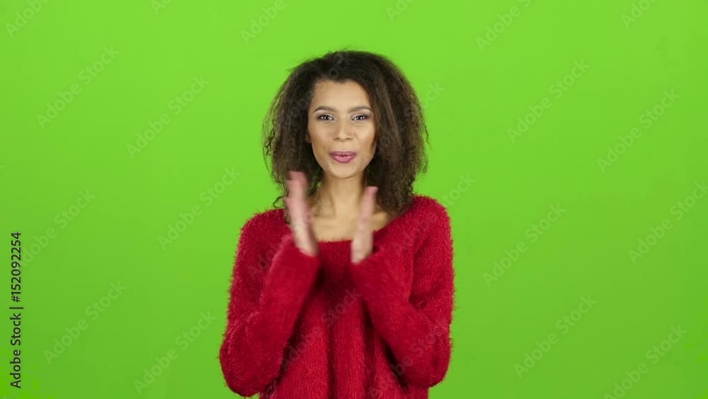 Glee, emotions of delight and joy. Slow motion, green screen Glee, emotions of delight and joy. Slow motion, green screen