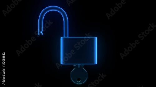 Padlock hologram unlock lock key security safety protection hack password 4k