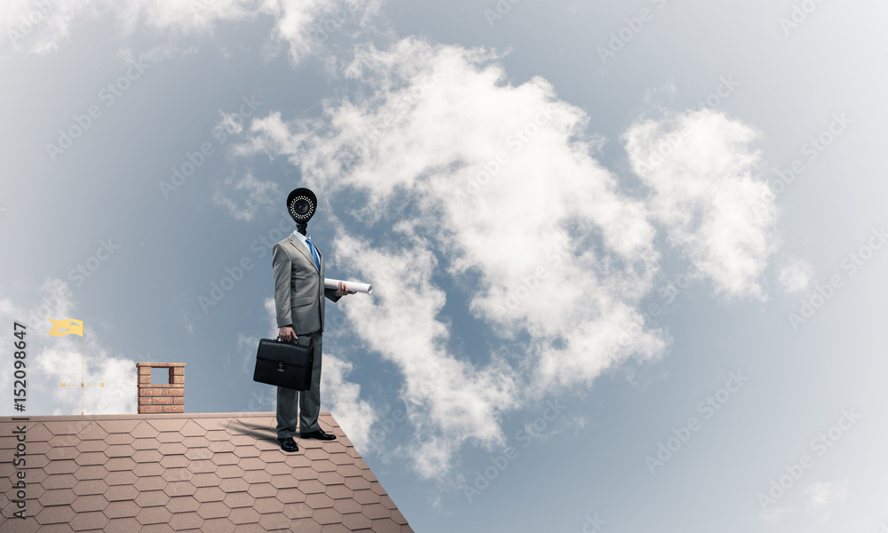 Concept of home security and privacy protection with camera head Concept of home security and privacy protection with camera head