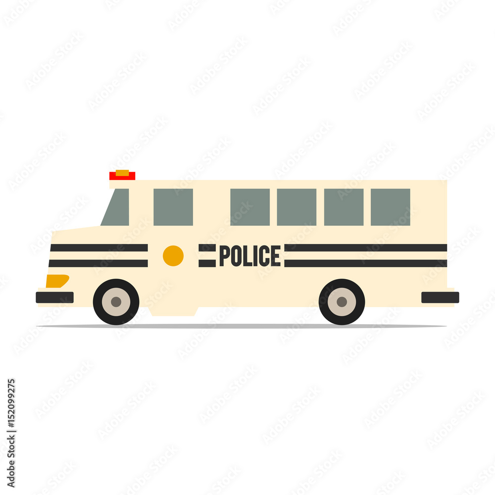 American police bus. Vector illustration isolated on white background.
