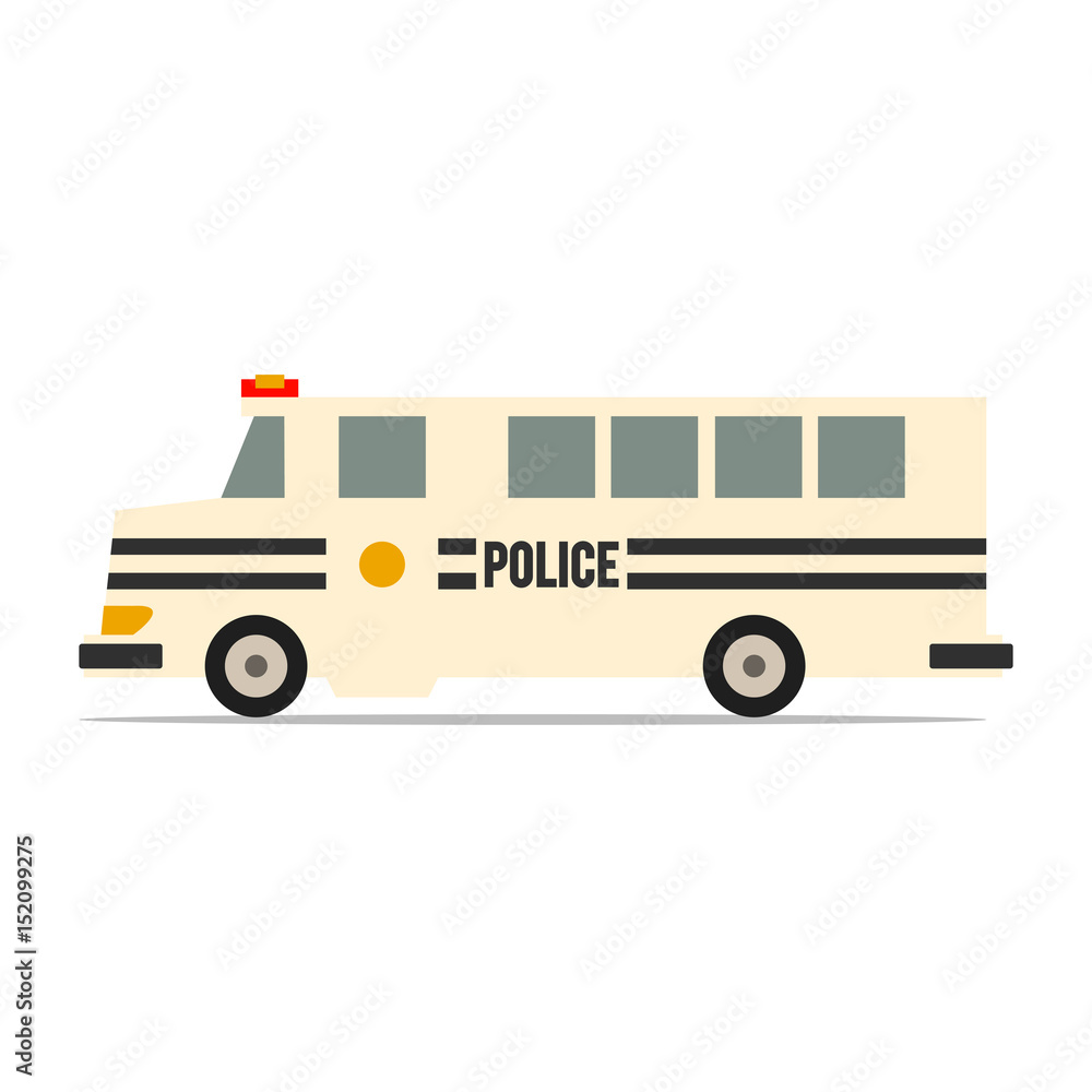 American police bus. Vector illustration isolated on white background. American police bus. Vector illustration isolated on white background.