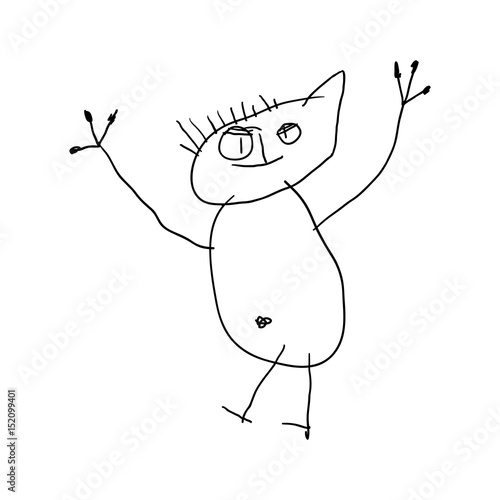 A child's drawing. Funny monsters. Vector illustration isolated on white background for your design.