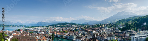 Very large panoramic aerial view of Lucerne city, Switzerland