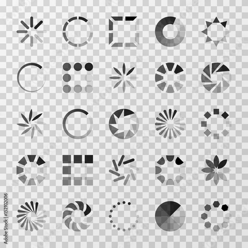 Loading indicators and internet buffering vector icons set