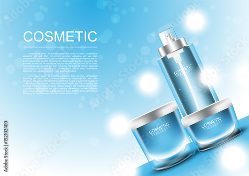 Cosmetic products for oily skin with blue background vector illustration