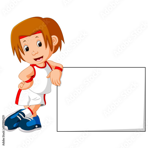 Runner boy and sign board