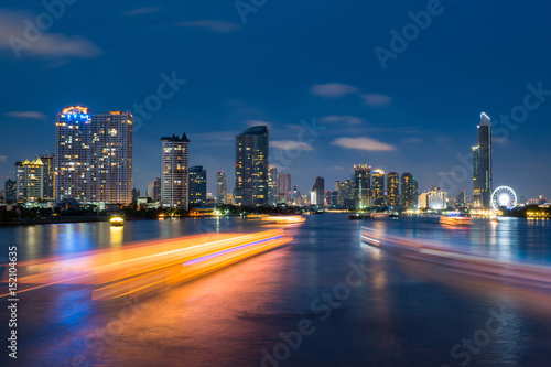 Bangkok city skyline river view.